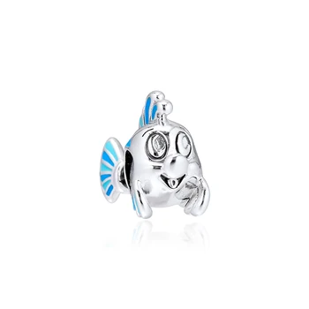 

DIY Beads Fits Original Charms Bracelets The Little Mermaid Flounder Charm Fashion Sterling Silver Beads For Jewelry Making