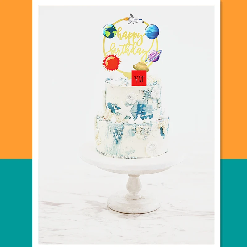 Ins Decoration De Gateau D Anniversaire En Acrylique Couleur 3d Soleil Terre Jupiter Pour Fete Prenatale Decoration De Dessert Aliexpress
