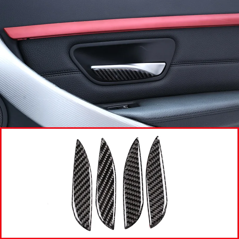

4 x Soft Carbon Fiber Car Interior Door Handle Sequins Trim Stickers For BMW 3 Series GT F30 F33 F34 F35 2013-2018 Accessories