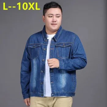 

10XL 8XL Men's Denim Jacket Hip Hop Retro Denim Jacket Street Casual Pilot Harajuku Fashion Hole Slim Buttoned Blue Men's Jacket