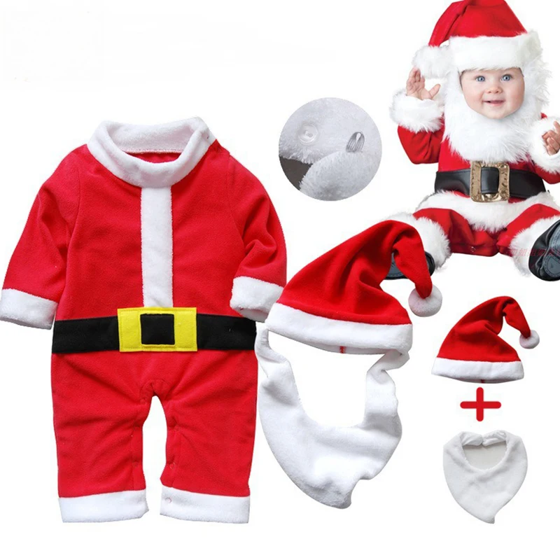 Рождественский костюм для новорожденных мальчиков; маскарадный костюм Санта-Клауса; Одежда для маленьких девочек; Подарочный комплект для малышей; утепленное боди с капюшоном для малышей; Сезон Зима; 2 года