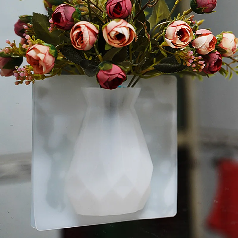 Горячая распродажа 3 цвета новая силиконовая небольшая ваза волшебное настенное крепление ваза Креативный цветочный горшок домашний декор бесшовная настенная подвесная - Цвет: Белый