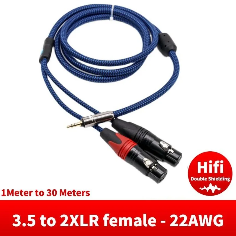 Dual Xlr Femmina A 3.5Mm Maschio Mini Jack Trs Cavo Audio Stereo Per Mixer Amplificatore Livestream Broadcast Y-Splitter Shield Cords