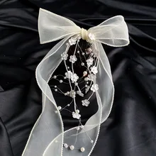 Horquilla de encaje con lazo de tul para novia y mujer, accesorios para el cabello con flores de boda, elegante, Original