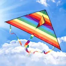 Красочные радужные воздушные змеи на открытом воздухе летающие игрушки для детей треугольник длинный хвост полиэстер воздушные змеи с контрольной планкой и линией