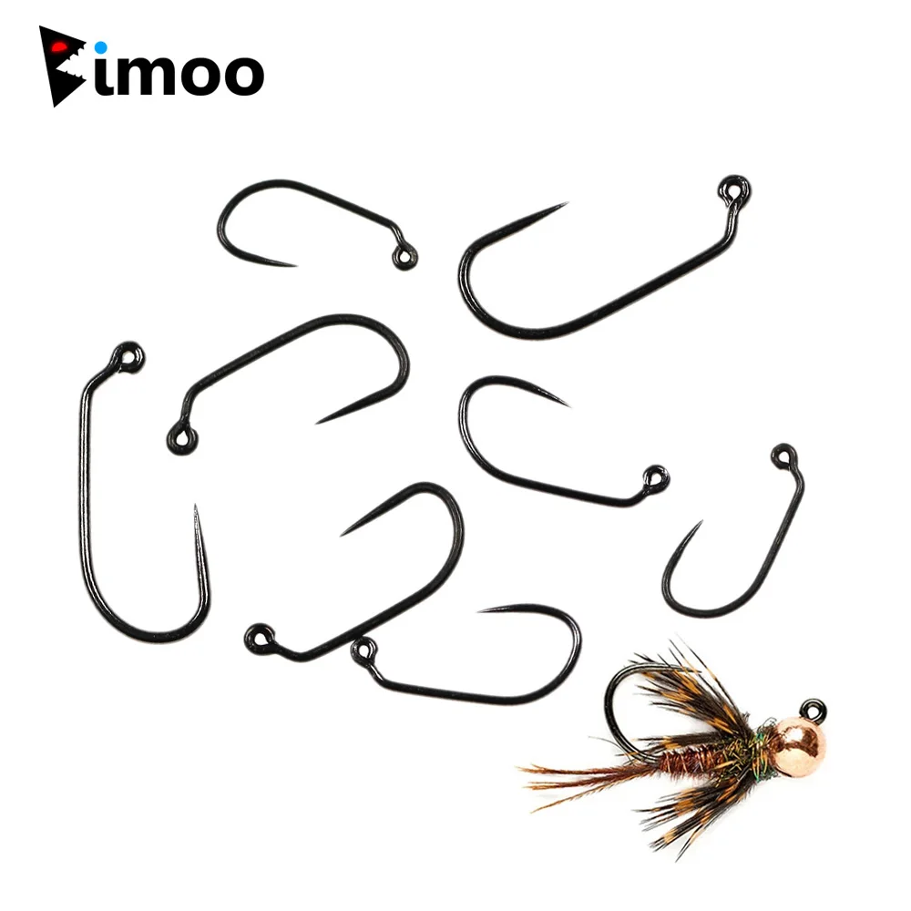 Bimoo 200PCS 60 Degree Barbless Nymph Jig Fly Hook Trout Nymphing Fly