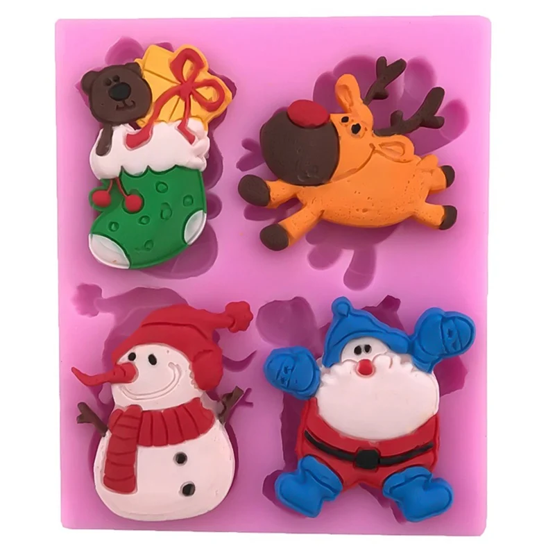 Christmas Snowman Shape Fondant Silicone Mold Kitchen Baking Chocolate Pastry Candy Clay Making Cupcake Decoration Tools