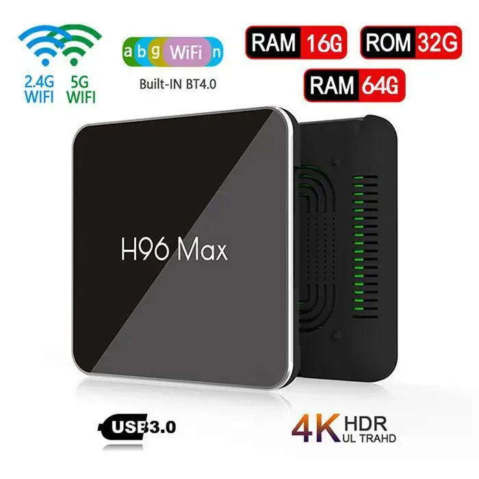 H96MAXX2 интеллектуальная HD сетевая ТВ приставка четырехъядерный двойной WiFi TF, U диск Max Bluetooth Android 8,1 комплект