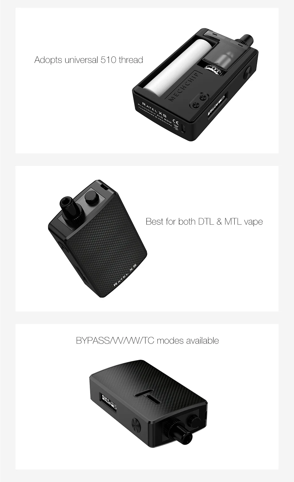 Mechlyfe Ratel XS AIO 80W TC Rebuildable Pod Kit