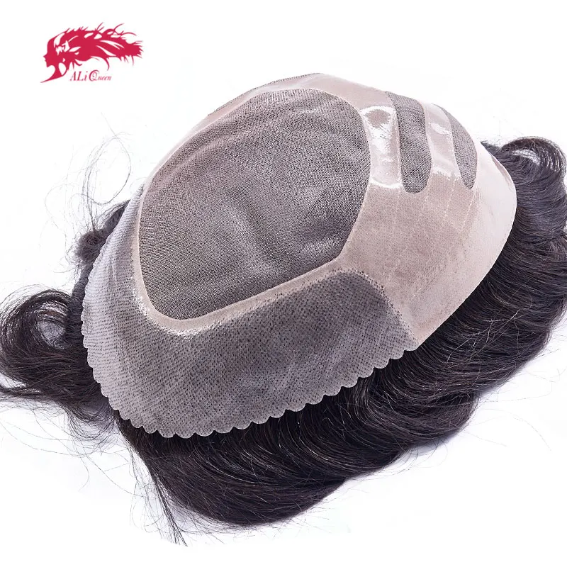 Али Queen моно кружево с тонким PU мужские s Toupee системы замена волос мужчины t 8x10