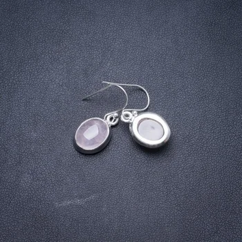 

Natural Rose Quartz Handmade Unique 925 Sterling Silver Earrings 1" Y3332