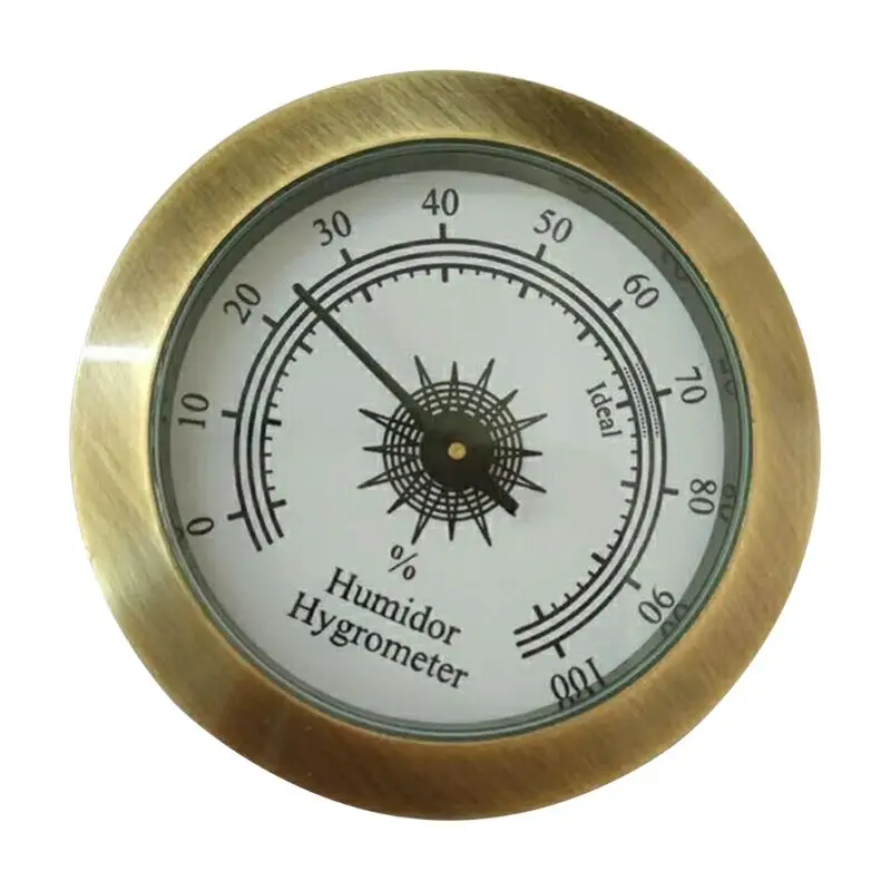 H7JB Hot Selling Round Glass Analog Hygrometer For Humidors Gold Guitar Violin Cigar Tobacco 50mm |