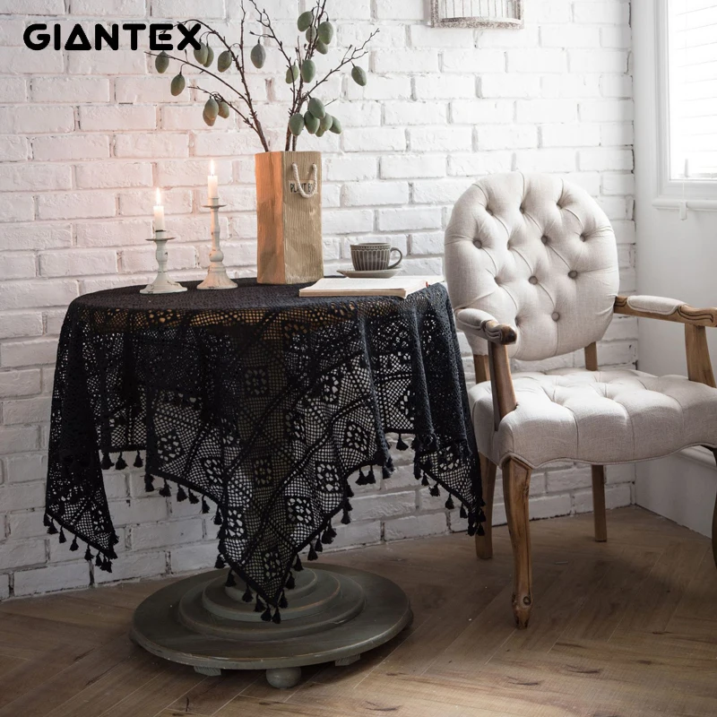 GIANTEX Декоративная скатерть, хлопковая кружевная скатерть, круглая скатерть, скатерть для обеденного стола, обрус Tafelkleed mantel mesa nappe