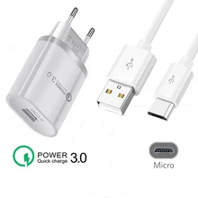 Micro USB зарядный кабель быстрой зарядки телефона Зарядное устройство адаптер для samsung S3 S4 S6 S7 край J7 J8 A3 A5 A7 OPPO A5 A9