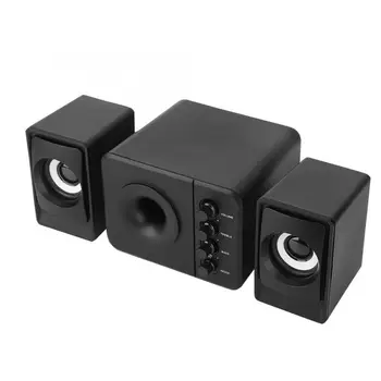 

SADA D-205 Mini USB 2.1 Bass Computer Subwoofer 3.5mm audio Speaker Version soundbar 3 inch bass horn speaker(Black)