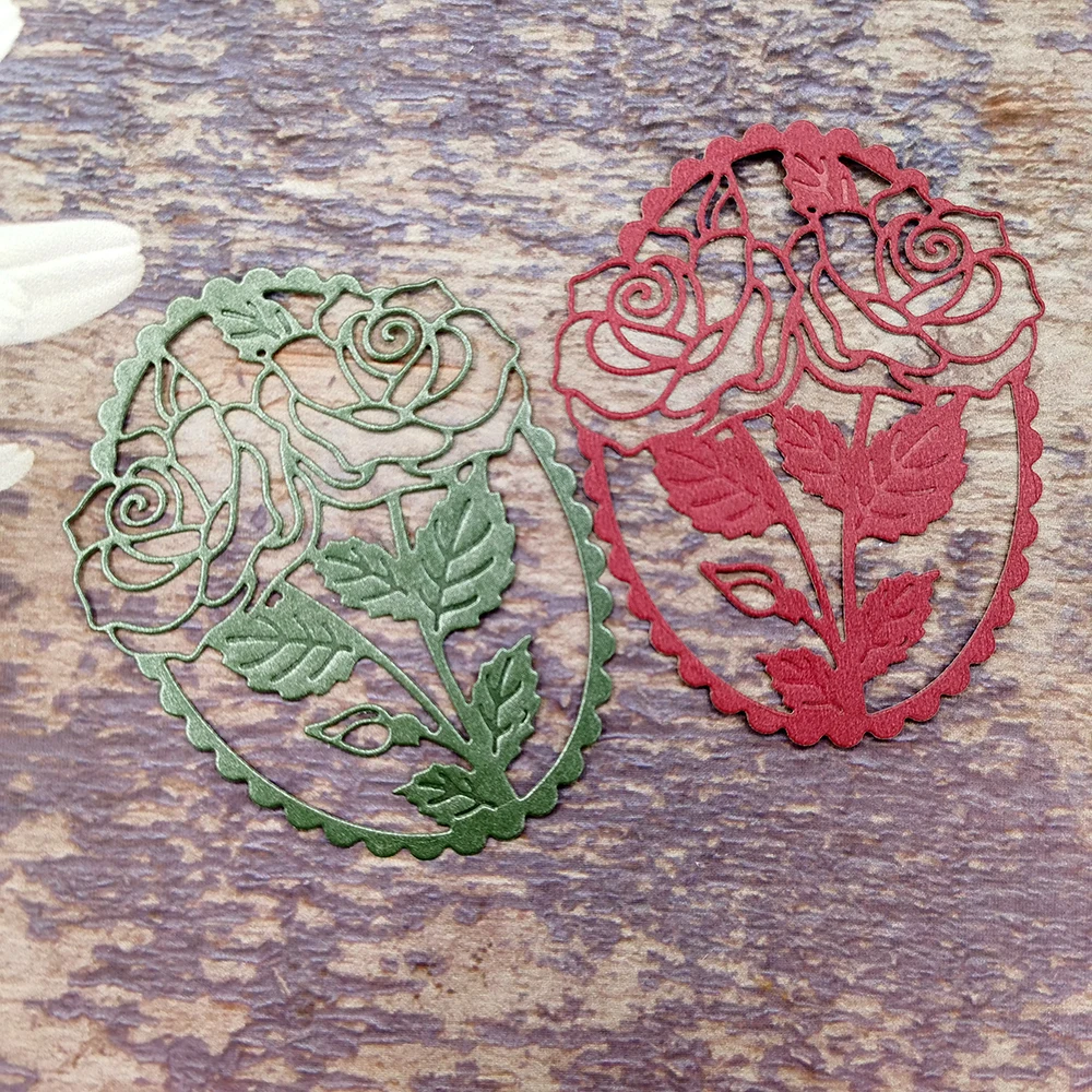 

Two Roses Material Lace Border for Card Making Mold Photo Album Stencil DIY Craft Handmade Cutting Die Cut Die