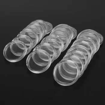

100Pcs 28mm Clear Round Cases Coin Storage Box Capsules Container Holder