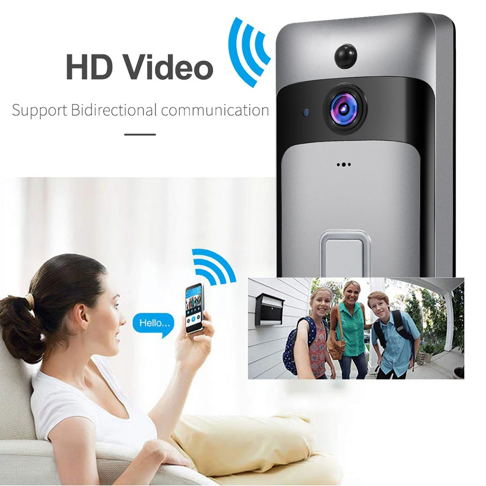 1080P HD WiFi видеопереговорное устройство глазок дверной звонок, камера PIR ИК детектор движения ночного видения 160 градусов беспроводной