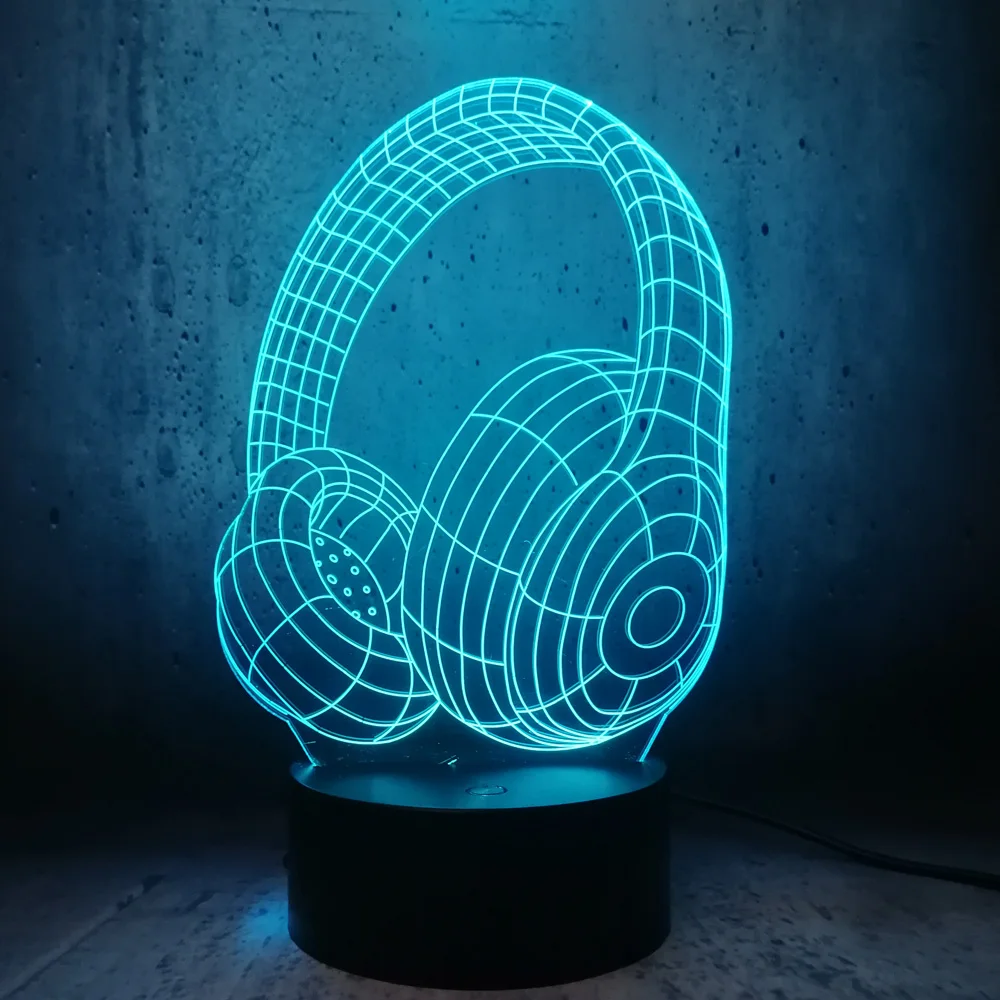 Новинка Дизайн Наушники Гарнитура 3D светодиодный USB лампа красочные акриловые