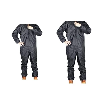 

2Pcs Fashion Motorcycle Raincoat /Conjoined Raincoat/Overalls Men and Women Fission Rain Suit Rain Coat Black - Xxl & L