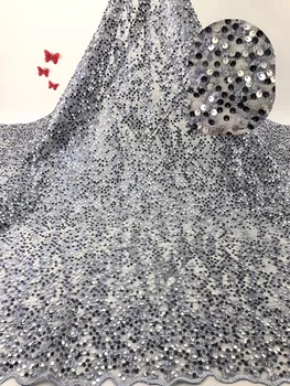 

African Beaded Lace Fabric 2019 High Quality Lace Nigerian Lace Fabric Embroidery Tulle French Lace For Women Dress