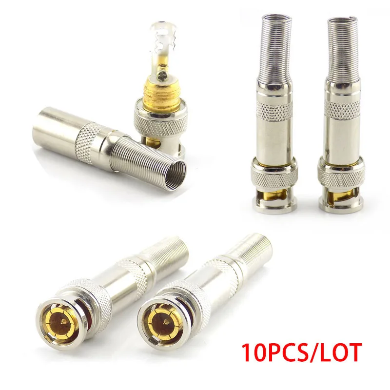 

10pcs BNC Male Connector to adapter plug Twist-on Coaxial RG59 Cable cctv accessories for video Camera Security System K18
