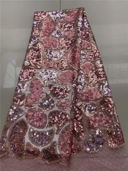 

Fashion African Laces Fabrics Latest French Net Lace Fabric With Sequins For Sewing PDN835(5yards/lot) multi color