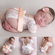 Romper Lace Photograph Backless Toddler Baby Hollow-Design Deep-V