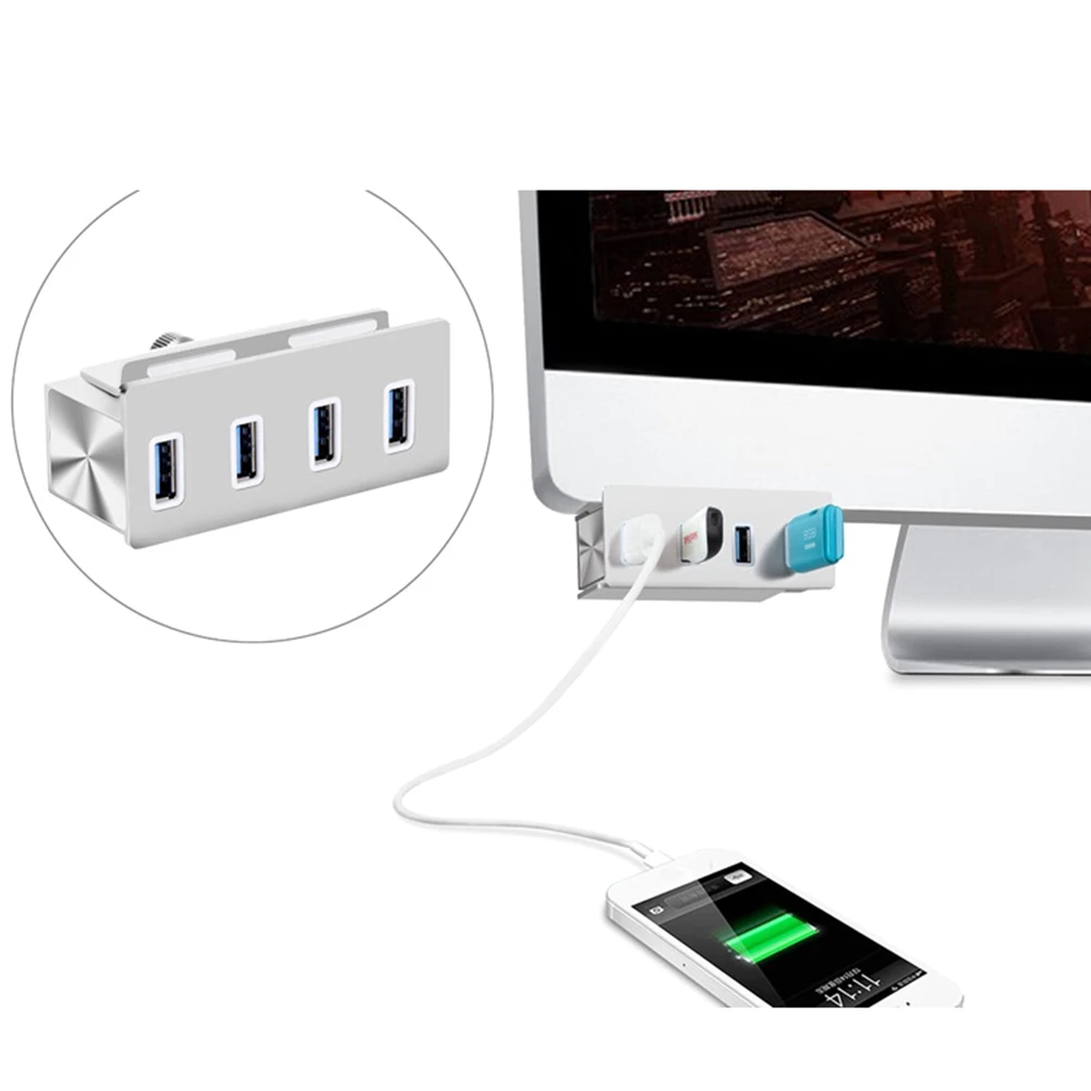 Зажим-тип USB3.0 концентратор с кардридером алюминиевый 5 Гбит/с высокоскоростной 3 порта USB разветвитель для SD ПК Компьютерные аксессуары для ноутбука