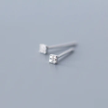 

MloveAcc 925 Sterling Silver Mini Cute Cubic Square Stud Earrings with CZ for Women Girls Casul Ear Jewelry