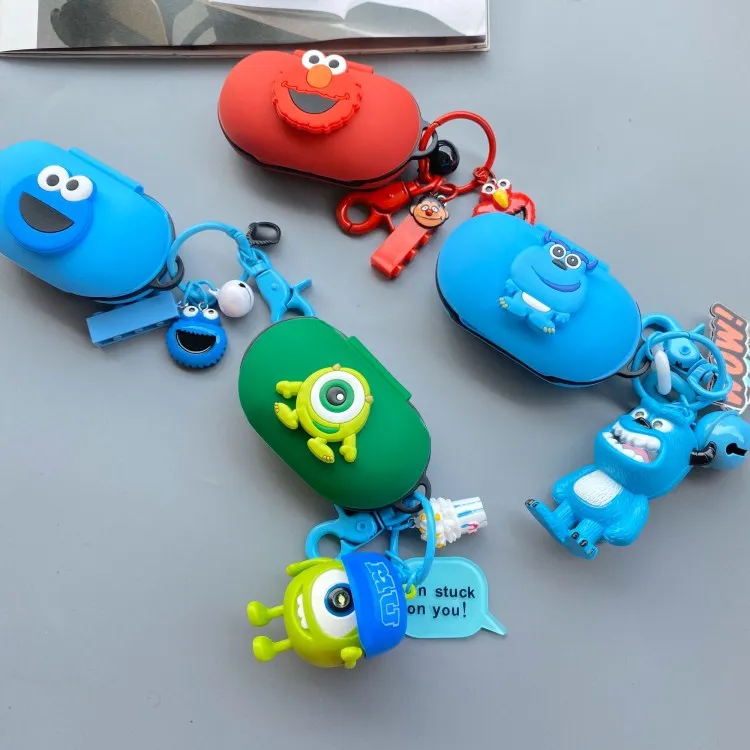 3D мультяшный силиконовый чехол для samsung Galaxy Buds, защитный чехол, беспроводные Bluetooth наушники, противоударный брелок для ключей