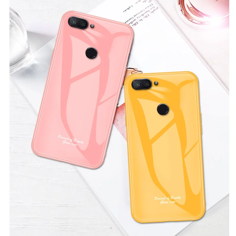 Luxury Colorful 9H Tempered Glass Case Cover on sfor Xiaomi Mi 8 Lite Mix 3 Max 2 F1 CC9 A2 A1 SE 9 2S shockproof Coque |