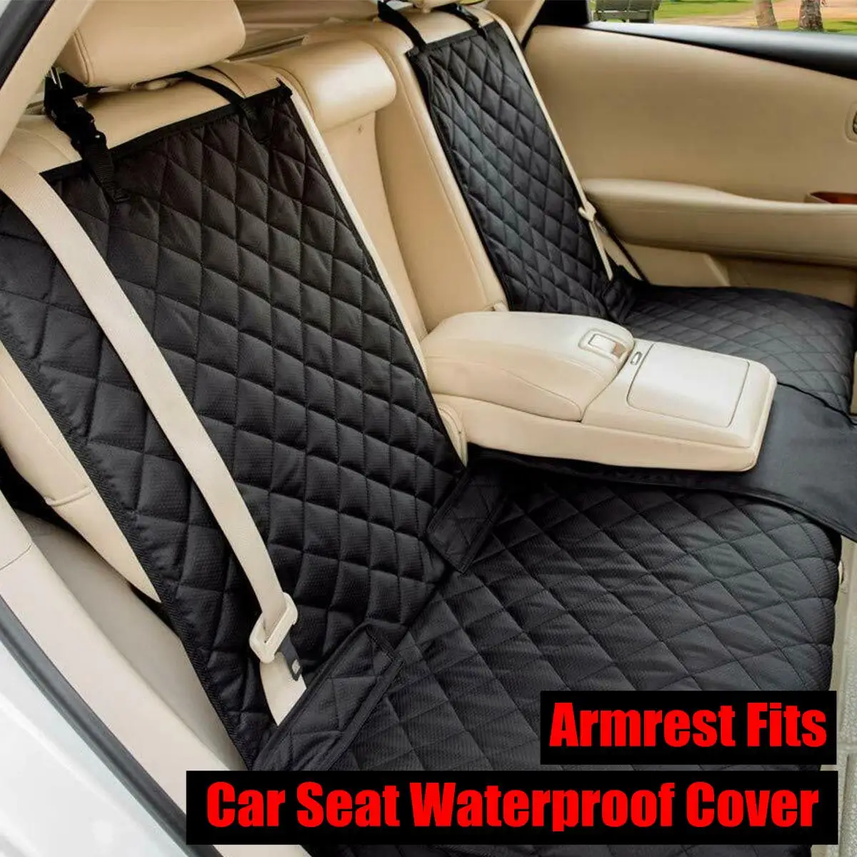 

Waterproof Car Seat Cover rear seat mat Compatible for Middle Seat Belt and Armrest Fits Most Cars Trucks SUVs