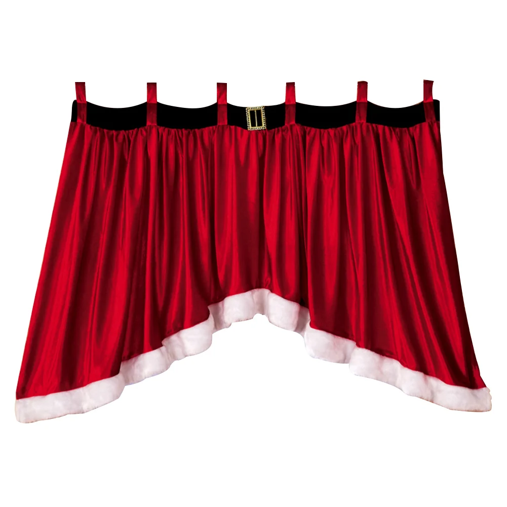 

Panel Hanging Type Decoration Soft Christmas Curtain Party Irregular Hem Window Home Drape Plush Non Toxic Shop Door