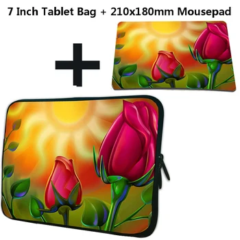 

Floral Zipper Tablet Bag For iPad Mini 2 3 4 Mini 5 Samsung Tab A 8.0" 7.9" 7.7" 7 Neoprene Case+Small 210x180mm Gaming Mousepad