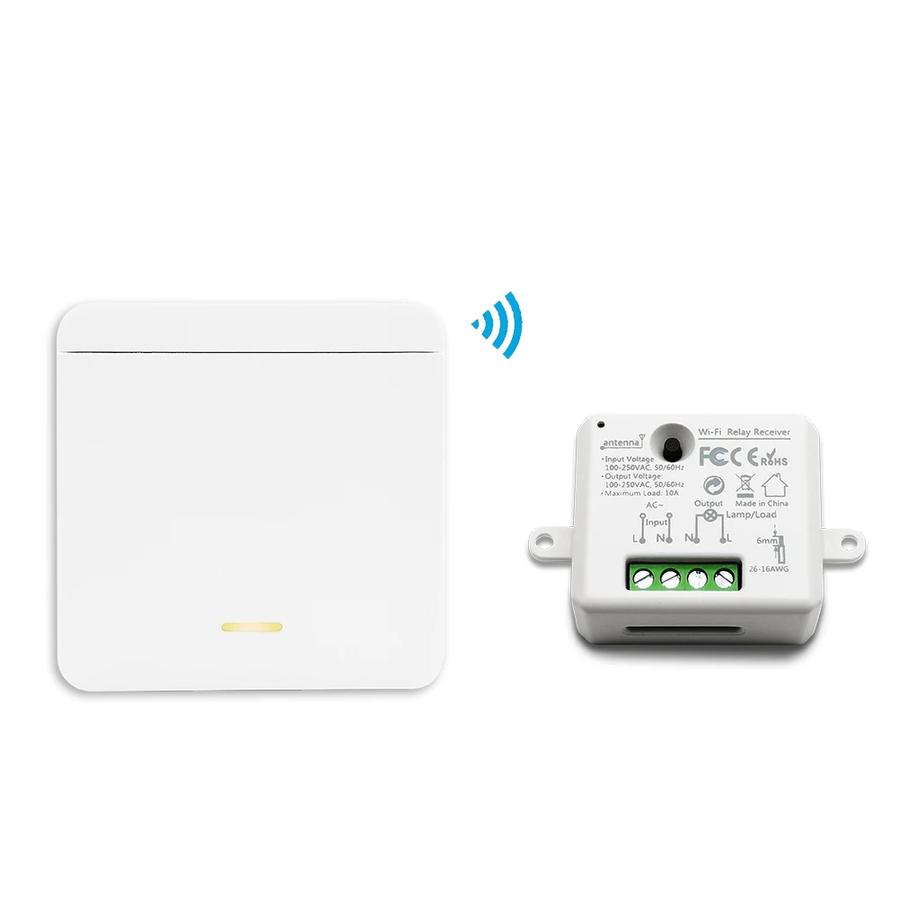 

Wireless Wall Light Switch Remote Control 2500W Tiny Size Relay Receiver Breaker 30m No Wire Required Can Put Switch Anywhere