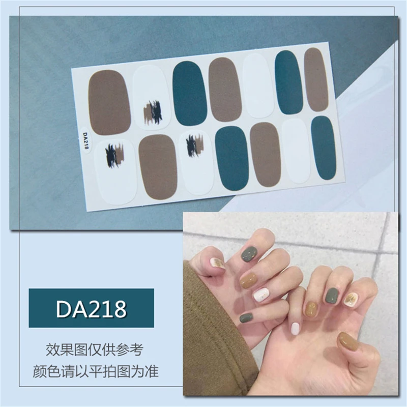 14 шт./комплект новая наклейка для ногтей полная наклейка s Водонепроницаемая Экологически чистая наклейка для ногтей многоцветная пленка для лака для ногтей - Цвет: DA218