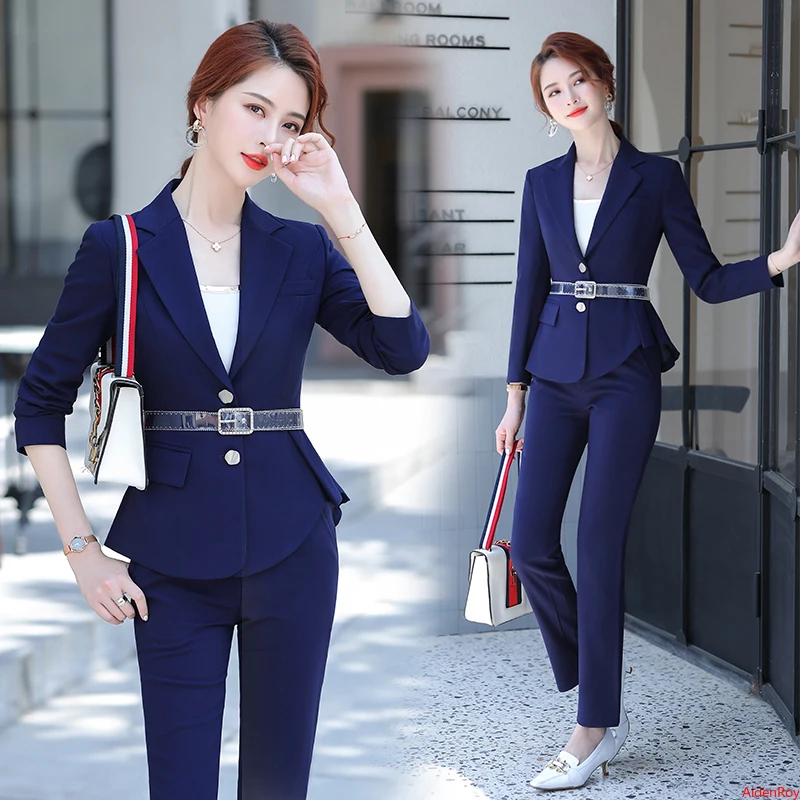 Candy Green Elegant Formal Pants Suits For Pant Suit Women Office Work  2piece Pant Blazer Set Trousers Jacket Suit Autumn Winter - Pant Suits -  AliExpress