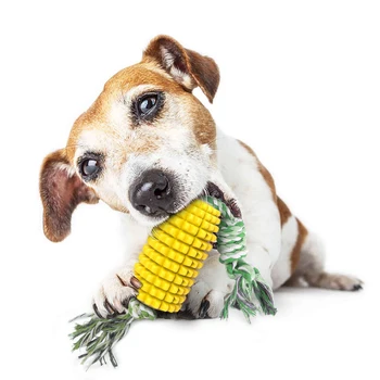 

Interactive Dog Toys, Healthy Treat Dispensing Ball Corn Shaped Teeth Cleaning Toys for Small Medium Large Dogs
