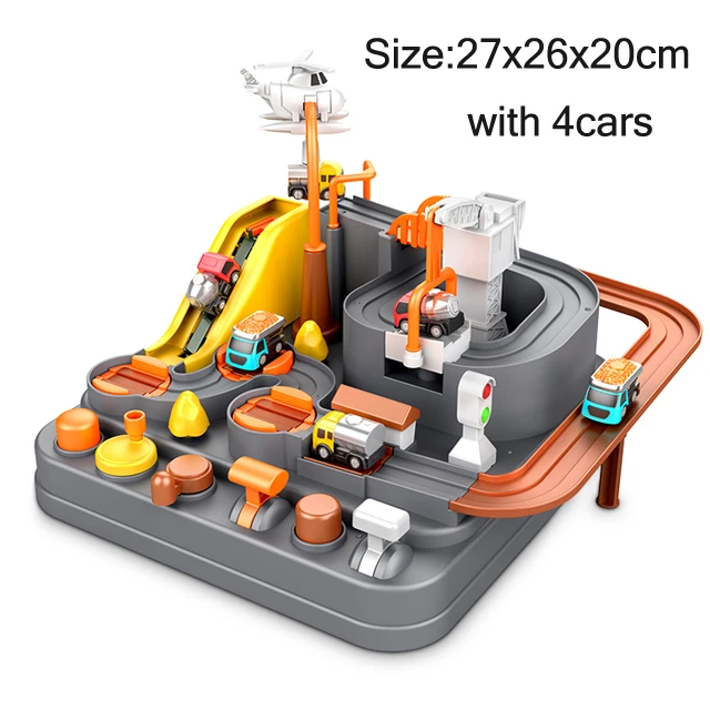 Electric Track Parking Building Car Toy Racing Rail Car Train Track Toy for Children Gifts Mechanical Adventure Brain Table Game D-4 random cars