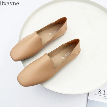 

2019 fashion square head lazy work shoes shallow mouth British wind flat shoes comfortable flat with large size single shoes