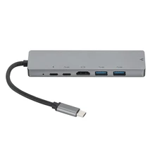 6 в 1 USB-C-type-C 2 USB 3,0 концентратор HDMI RJ45 Ethernet с PD зарядным портом адаптер для MacBook Pro