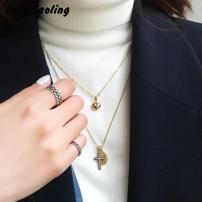 Женское ожерелье из серебра 925 пробы с подвеской крестом|Ожерелья| |