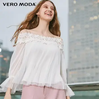 

Vero Moda Women's Laced Boat Neck Shoulder Straps Gauzy Blouse Tops | 319130514