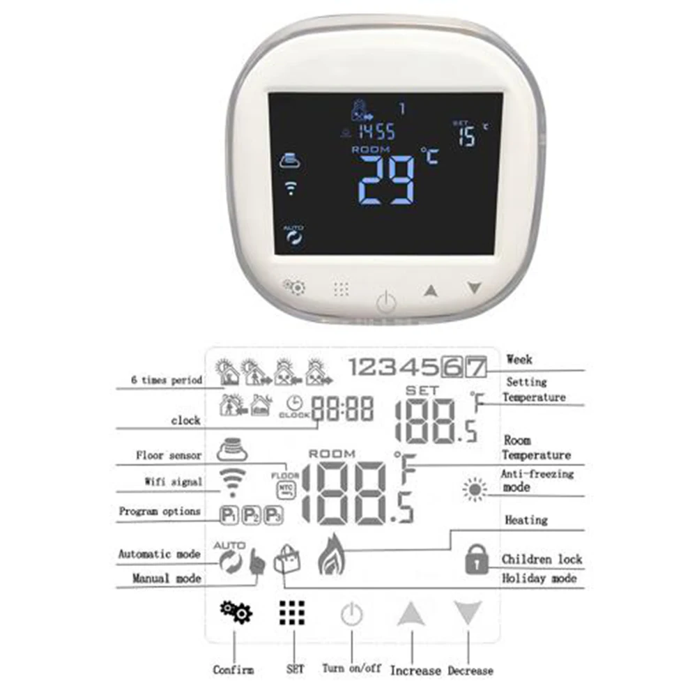 Water Heating Wifi Thermostat termostato NTC Sensor Voice Control Temperature Controller Work with Amazon Echo Alexa Thermostat