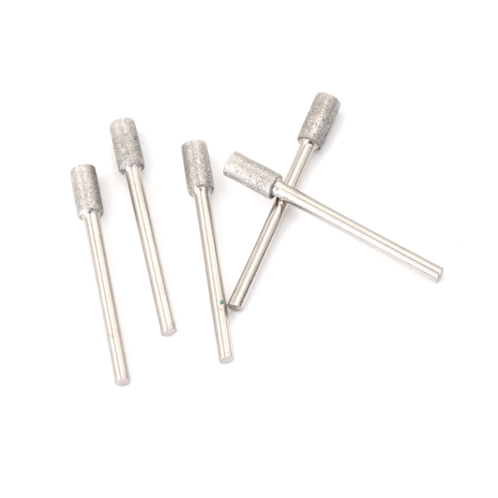 5Pcs/set Cylindrical Diamond Glasses Jade Burr Bits Carving Polishing Rotary Tool 3/5/10/45mm