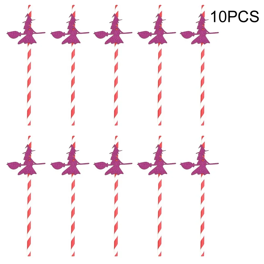 10 шт уникальный набор соломинок для Хэллоуина бытовые одноразовые соломинки праздничные вечерние принадлежности - Цвет: F