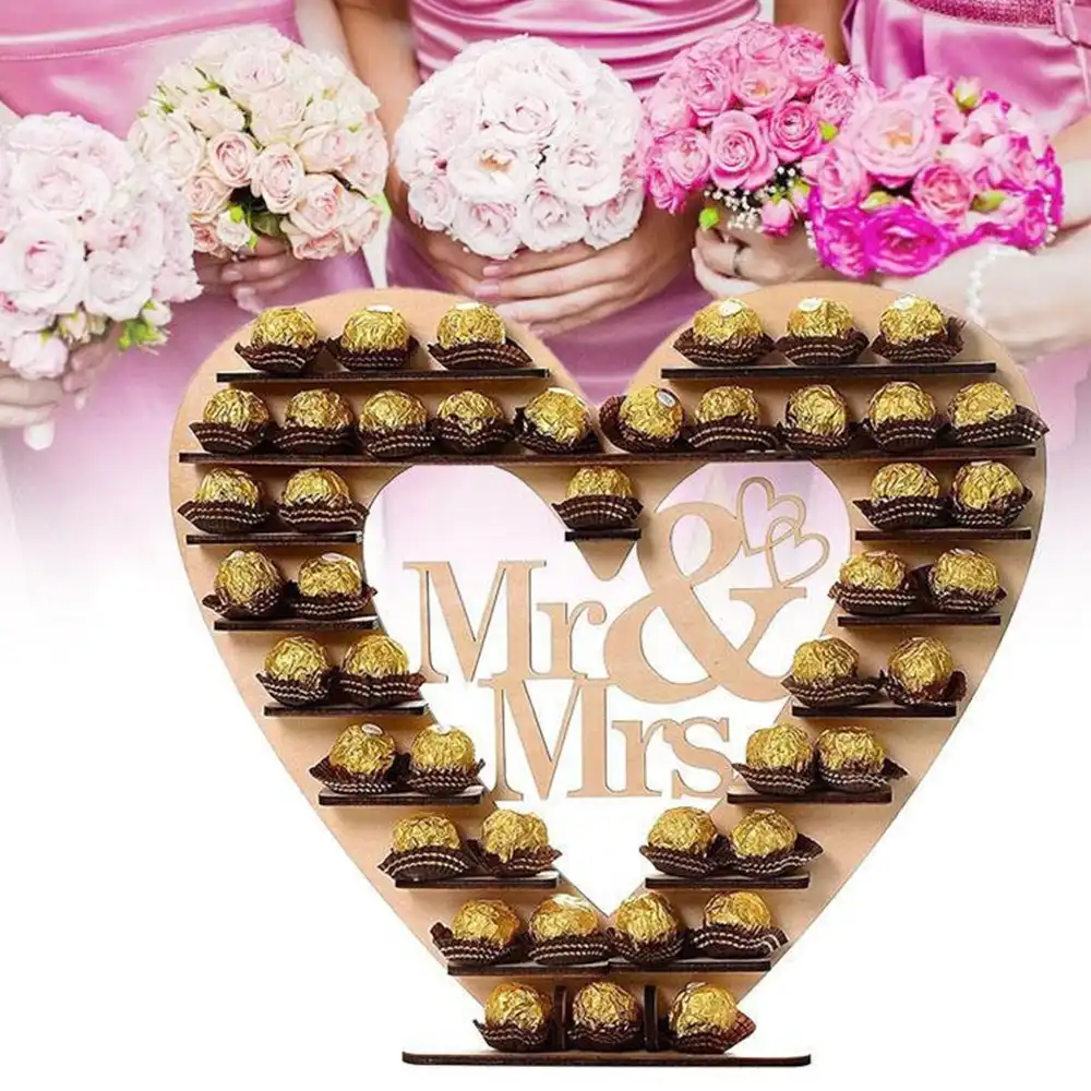 Rustic Wedding Decoration Wooden Chocolate Stand Display Mr Mrs Wedding Centerpieces Candy Bar Cupcake Holder Bridal Party Favor Party Diy Decorations Aliexpress