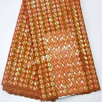 

5 yards Nigerian lace fabric High quality french lace fabric sequins Handcut African lace fabric with stones Wo469