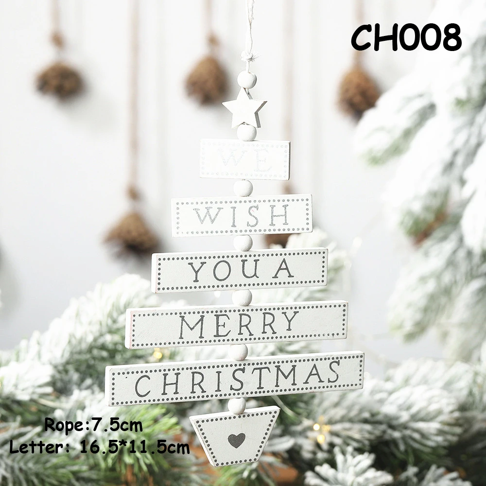 1 шт. Подвески с надписью «Merry Christmas», украшения, деревянные двери для рождественской вечеринки/Настенные Подвесные Украшения для рождественской елки, украшения из дерева - Цвет: CH008 white